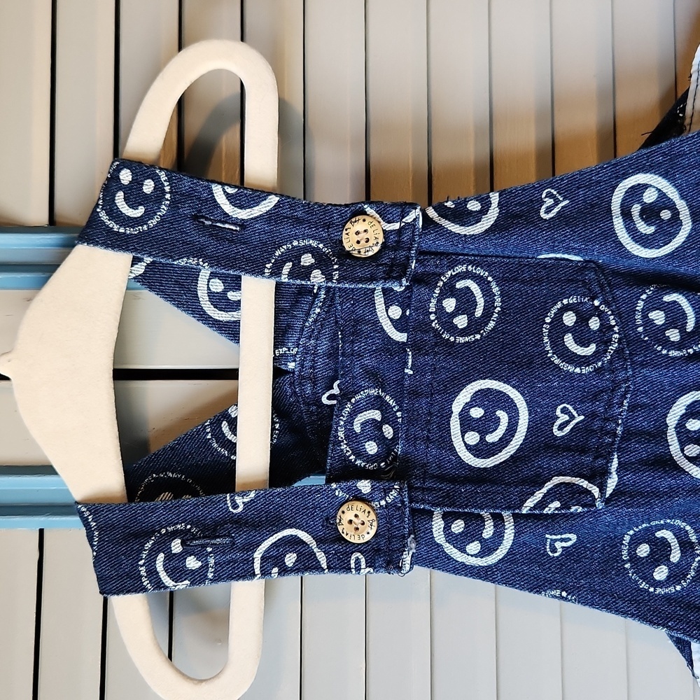 Delia's Baby Smiley Face Denim Overalls - Picture 3 of 12